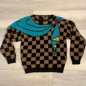 Vintage checkerboard Bill Haire Mohair blend sweater